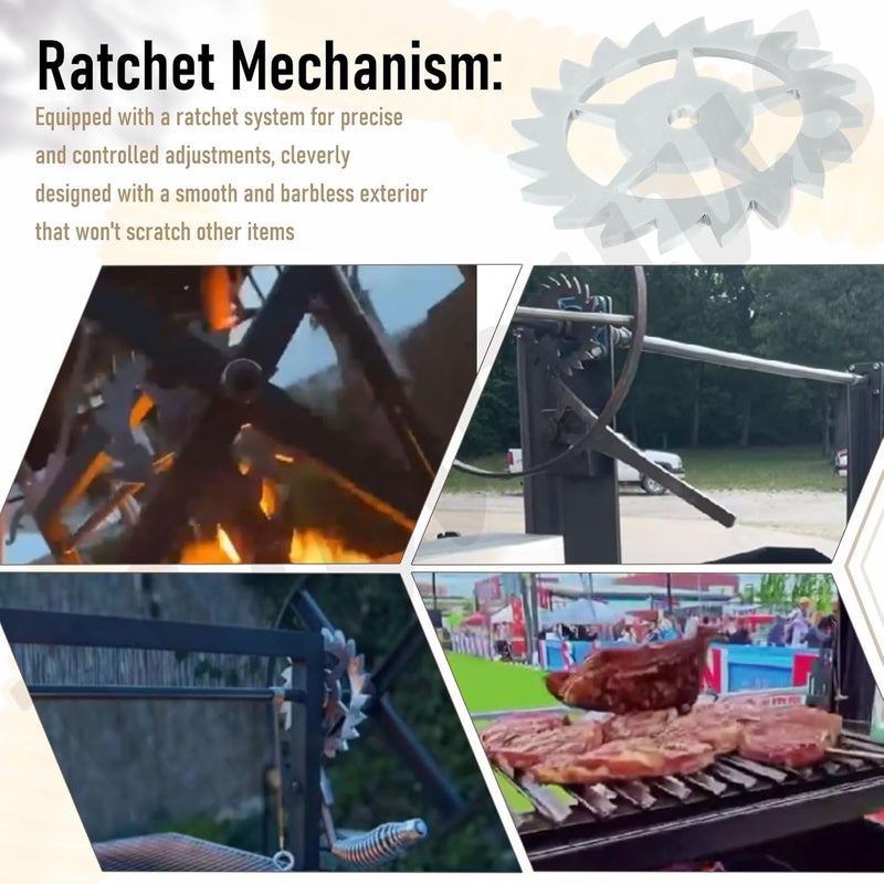 Haiouus Ratchet & Paw Gear for Santa Maria Grill Claw and Gear, with Any 1/2" Round Bar Or Square Tubing for The Handle Assembly & Any Diameter for The Wheel Grills - Universal Ratchet Paw Gear - Image 3